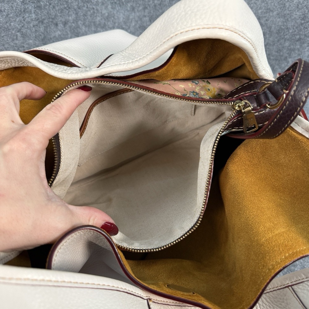 Coach Cream Leather Hobo with Brown Trim - Picture 10 of 16